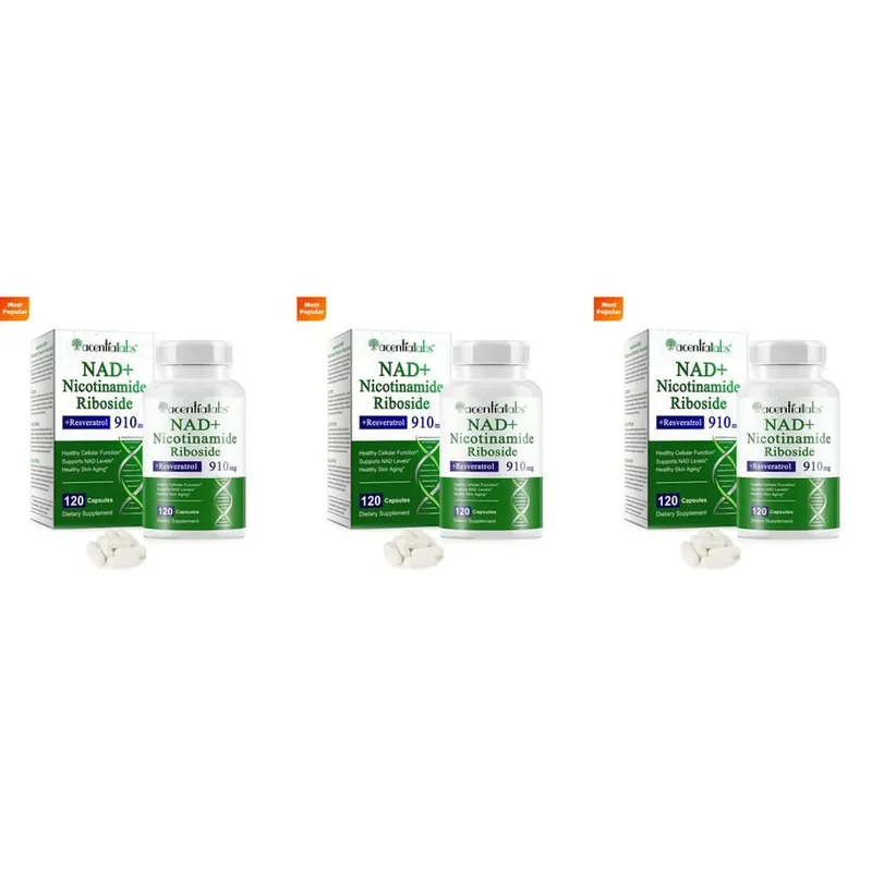 NAD+ Nicotinamide Riboside Capsules with Resveratrol & Quercetin for Cellular Health & NAD+ Levels Support Adults 120 Capsules — image 9