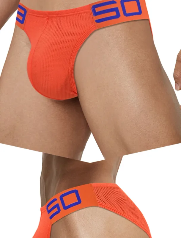 Panlalaking Nylon Blend Mesh Breathable Briefs Horn Splice Letter Embossed Malapad na Elastic Waistband Kulay Fluorescent Sexy Underwear