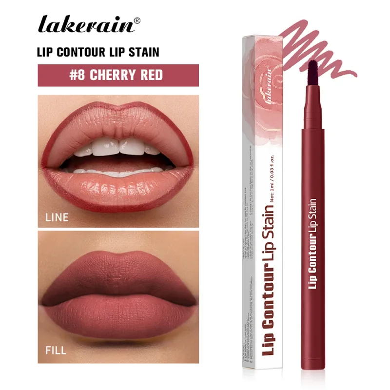 Lakerain Lip Contour Lip Stain Pen Nepřilnavý kalíšek odolný proti rozmazání, Hydratační kosmetický make-up na rty 2 v 1 Lip Stain & Liner — image 12