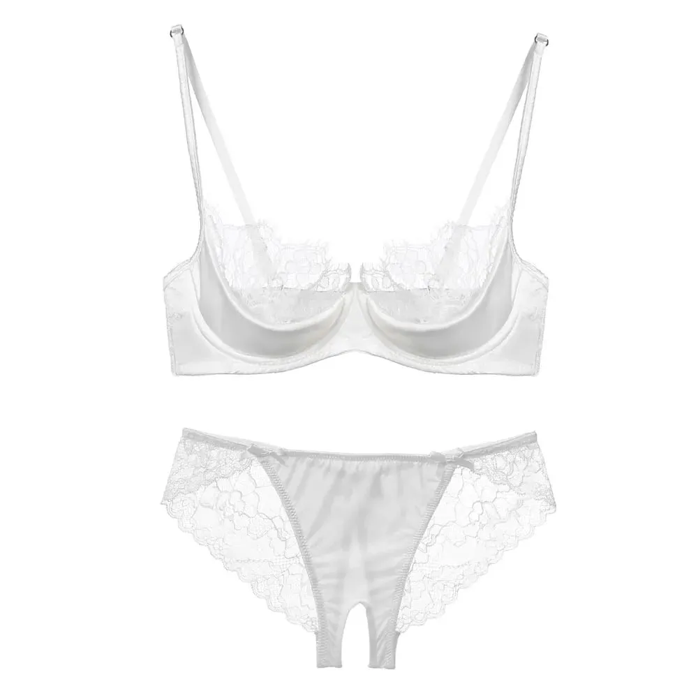النساء الدانتيل الفرنسي نصف كوب مجموعة الملابس الداخلية الأخضر رقيقة جدا شير لينة مريحة Underwire الصدرية لتمثال نصفي صغير 32 ‑ 38AB — image 7