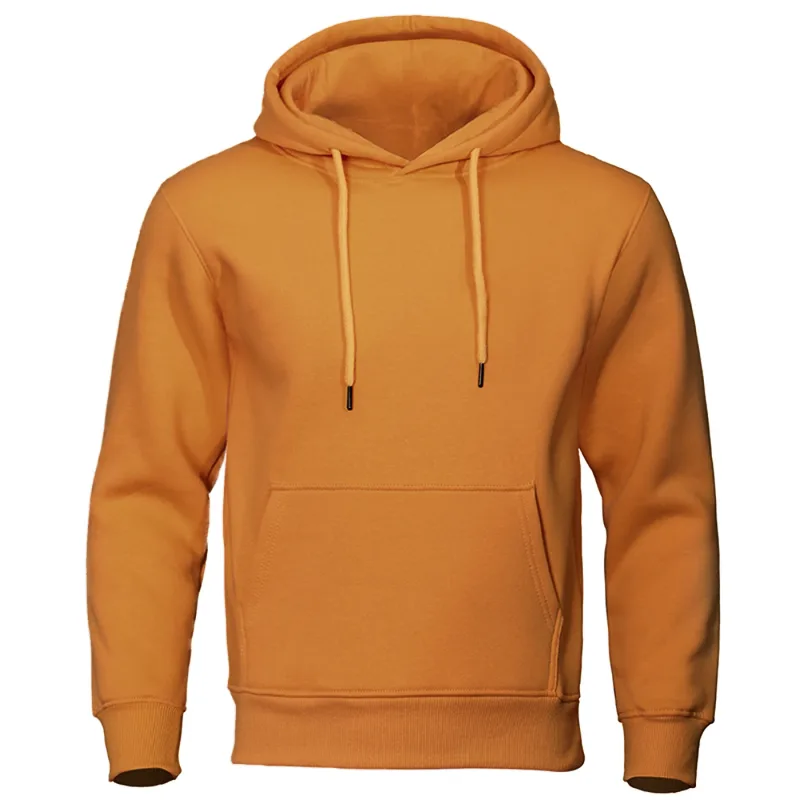Hoodie Lelaki Warna Pejal Fleece Baju Sweat Lelaki Fesyen Pakaian Jalanan Pullover Bernafas Longgar Kasual Jenama Hoody Lelaki