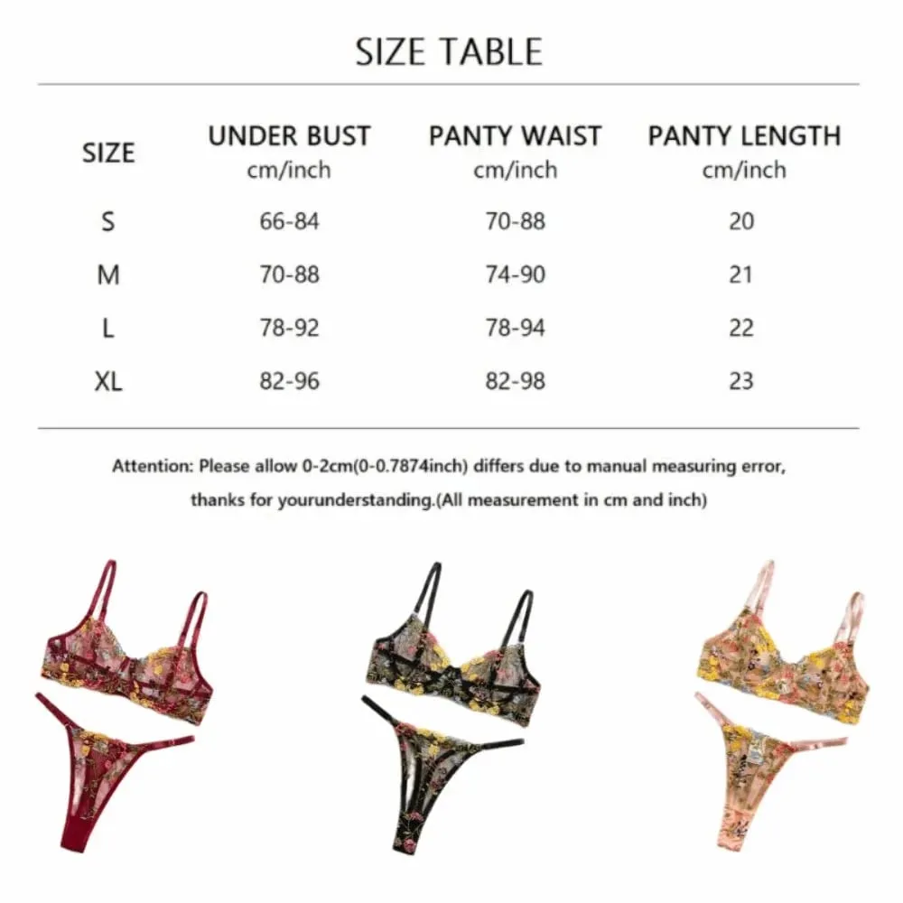 2-Piece Bohemia Floral Lingerie Set Embroidery Versatile Underwear Intimates Underwire Push-up Sheer Bra Panty Set For Lady Girl — image 6