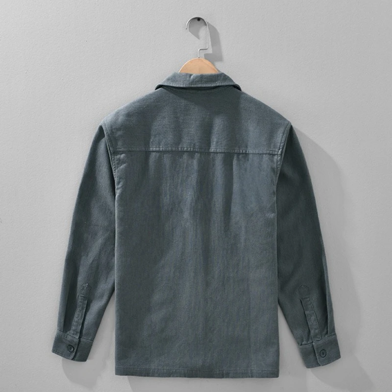 Autumn New Vintage Cotton Linen Loose Comfort Jackets for Men Seagull Collar Sense of Layering Streetwear Men Tops ECY2521 — image 2