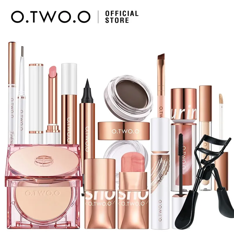 O.TWO.O Juego completo de maquillaje 10 Uds Kit de cosméticos máscara delineador de ojos base BB crema cojín de aire corrector lápiz labial maquillaje para mujeres