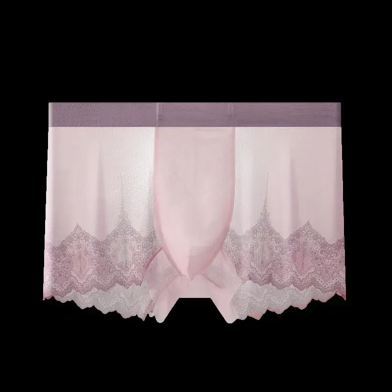 男性レースメッシュパッチワーク下着夏超薄型通気性ボクサーパンツセクシーなバルジポーチ Underpant パンティーシースルートランク — image 2