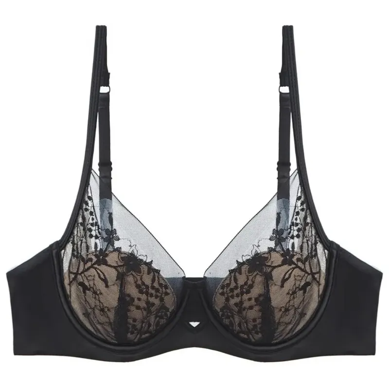 Women Lace Lingerie Set Thin Cup Minimizer Bra Panty Kit Breathable Intimates For Big Bust Fashion Daily Underwear — image 7