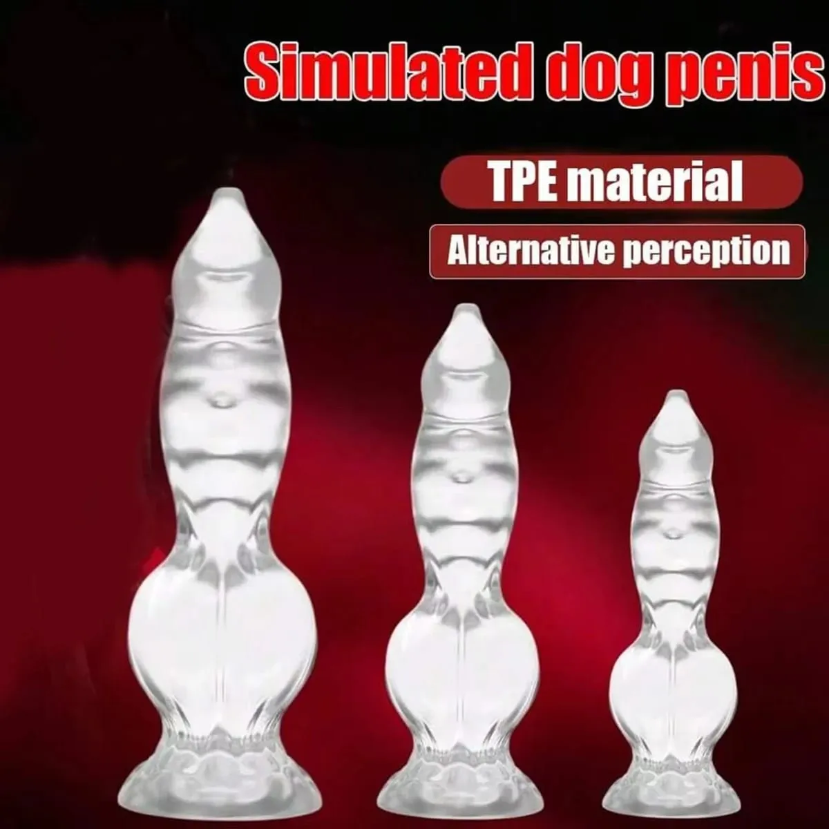 Temizle Düğümlü Köpek Yapay Penis Gerçekçi Köpek Düğüm Fantezi Yumuşak Esnek Vantuz Kadınlar ve Erkekler için Seks Oyuncak — image 2