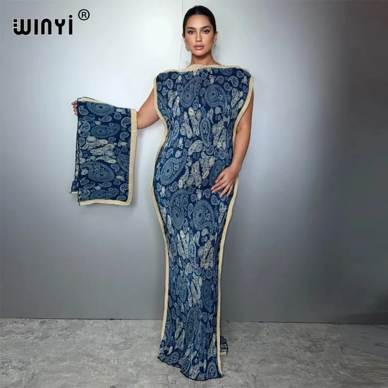 จีบ Elastic Slim ผู้หญิง Crumple ออกแบบจีบหรูหรา Abaya มุสลิมชุด Poncho สำหรับผู้หญิงชายหาด Kaftan — image 9