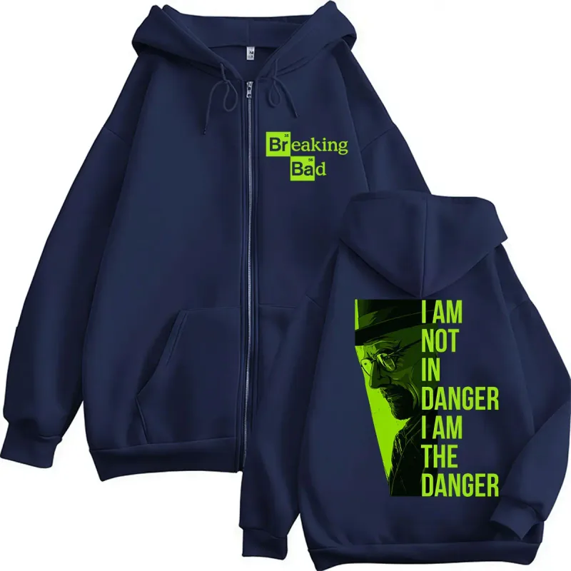 TV Series Breaking Bad Heisenberg Zip Up Hoodies I Am Not Danger I Am The Danger Men Women Tracksuit Loose Autumn Casual Coats — image 4