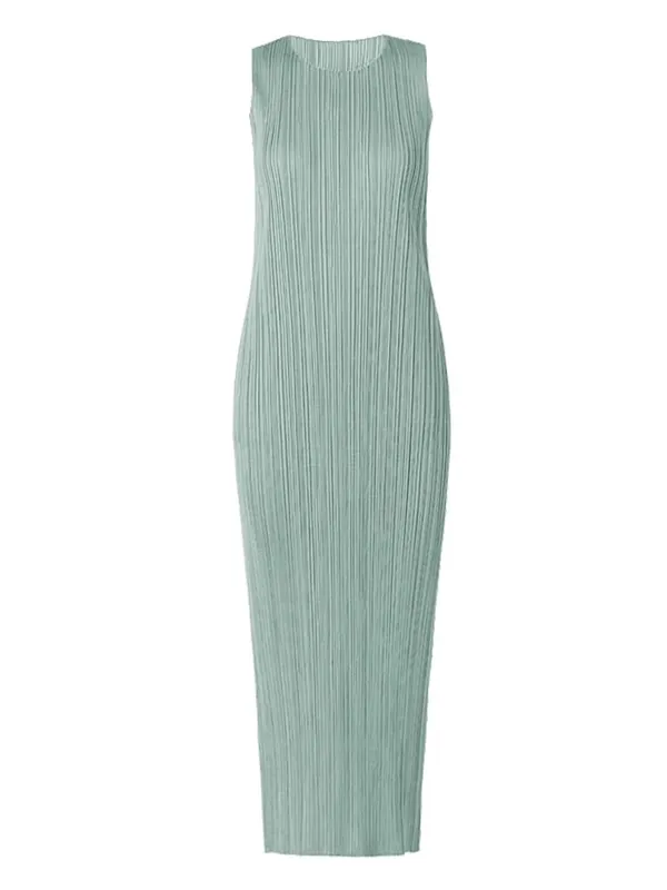 Miyake Plissee Frauen Kleid Sommer Ärmellose Lange Klassische Koreanische Mode Lässig Elegante Weibliche Lce Wasser Blau Strand Kleid TP5045 — image 17