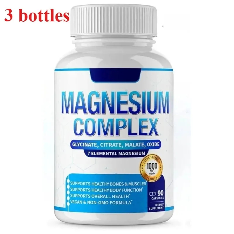 Supplément de magnésium 1000 mg complexe 7 en 1 avec glycinate citrate malate taurate soutient la relaxation musculaire soutien au sommeil 90 Ct — image 9