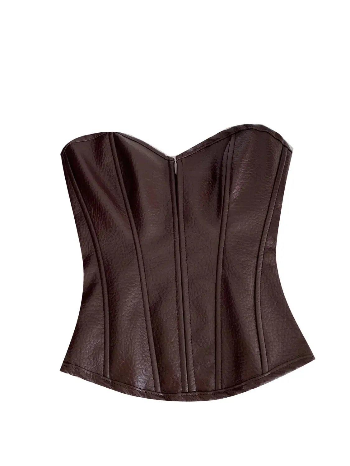 Sexy Pu Slim Tube Top Chic Strapless Crop Top Korean Fashion Corset Bustier Camis Women Tank Top — image 6