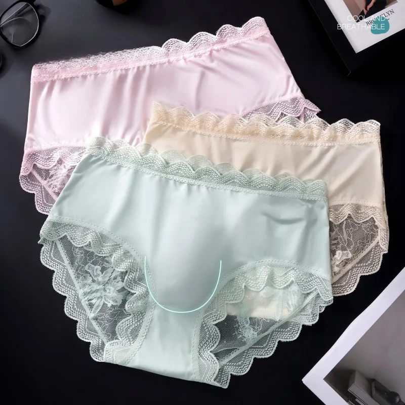 Thin Ice Silk Lace Men's Underwear Breathable Mid Waist Embroidery Comfortable Triangle Pants Traceless Hollow Out Male Briefs — image 13