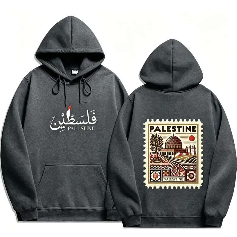 Unisex Autumn Winter Vintage Casual Pullover Sweatshirts Palestine Hoodie Fashion Harajuku Aesthetic Retro Graphic Hoodies Tops — image 12