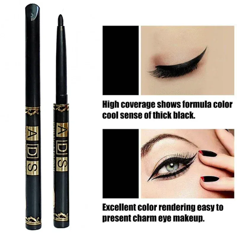 อายไลเนอร์เจลอัตโนมัติดินสอกันน้ำ Long Lasting Black Eye Liner Twist-Up No Sharpening Easy Glide แต่งหน้าสำหรับผู้หญิง