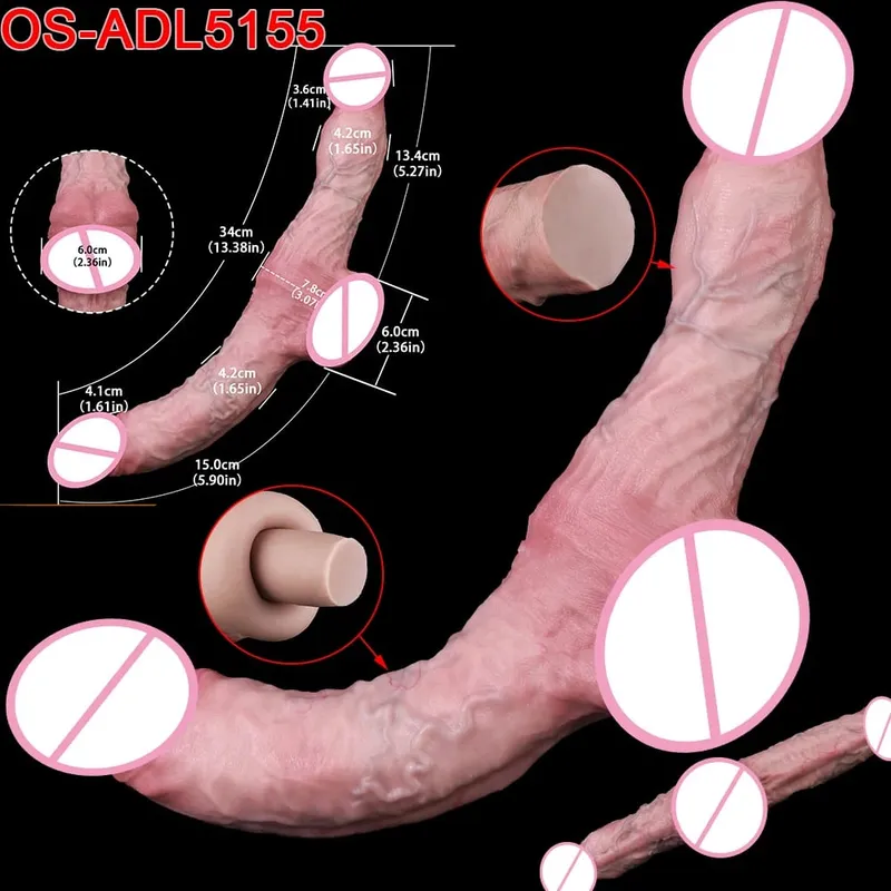 47cm Realistic Long Dildos Double Head Anal Vaginal Stimulator Sex Toy With Sucker For Lesbian Couples Gay Men Adult Tools