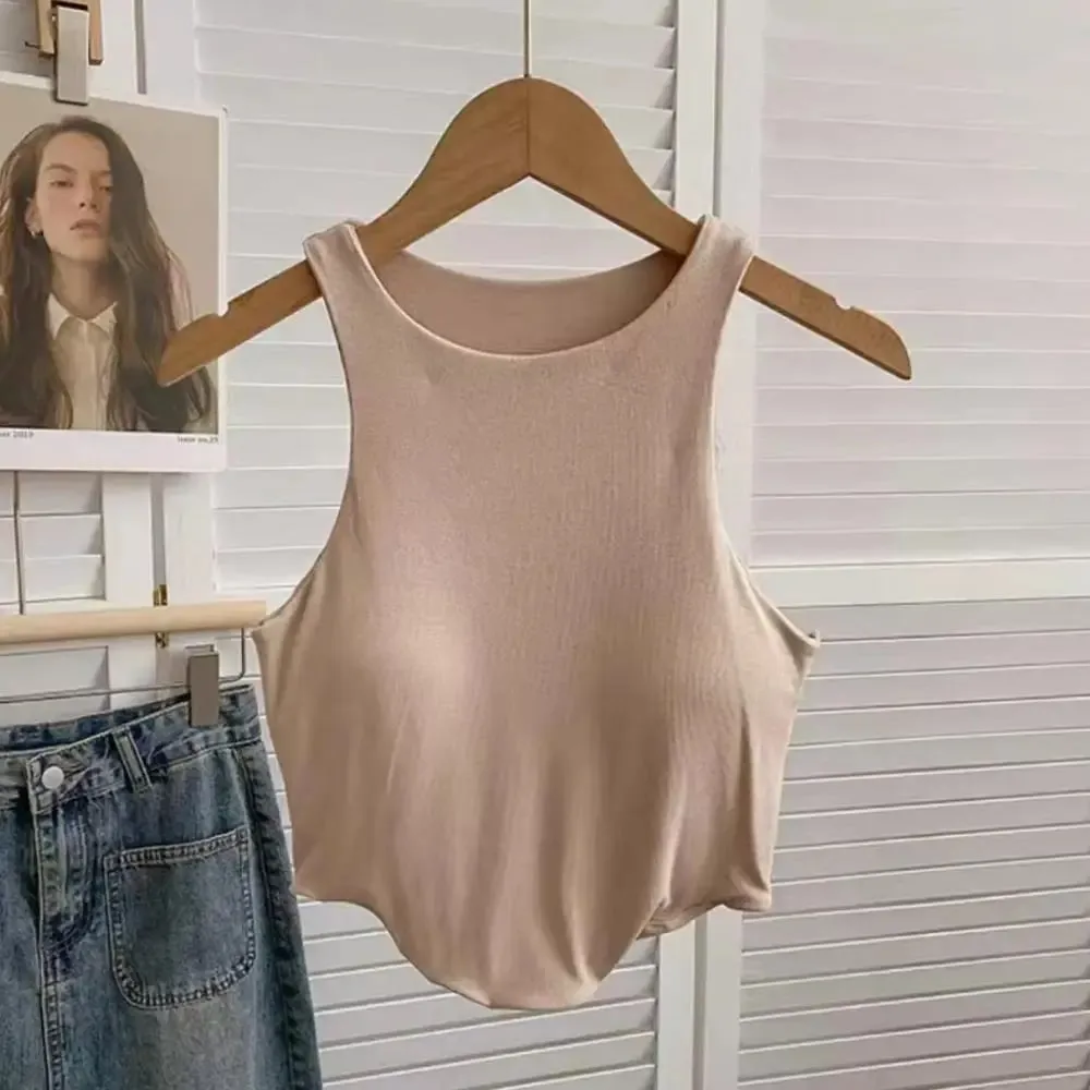 2025 U Push Up Sport Bra Fashion Women Tank Top Solid Color Sleeveless Vest Comfortable Short Top Breathable Casual Crop Tops