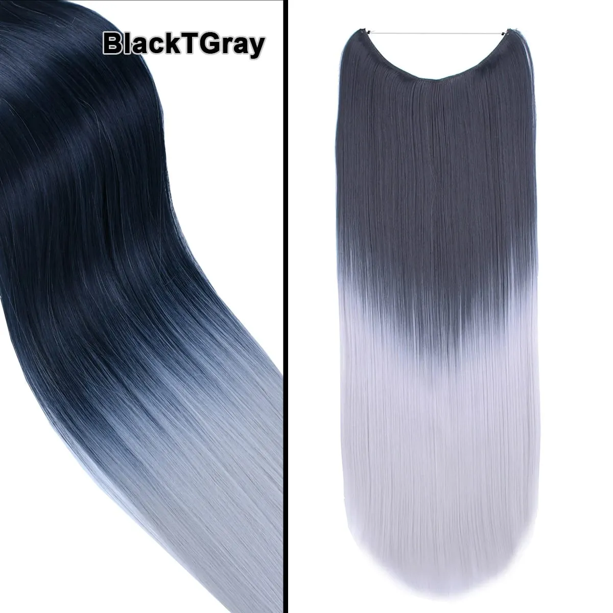 Jeedou Wavy Hair Extension Elasticity Invisible Wire Fish Line One Piece No Clips Synthetic Hairpieces Ombre Color For Ladies — image 32