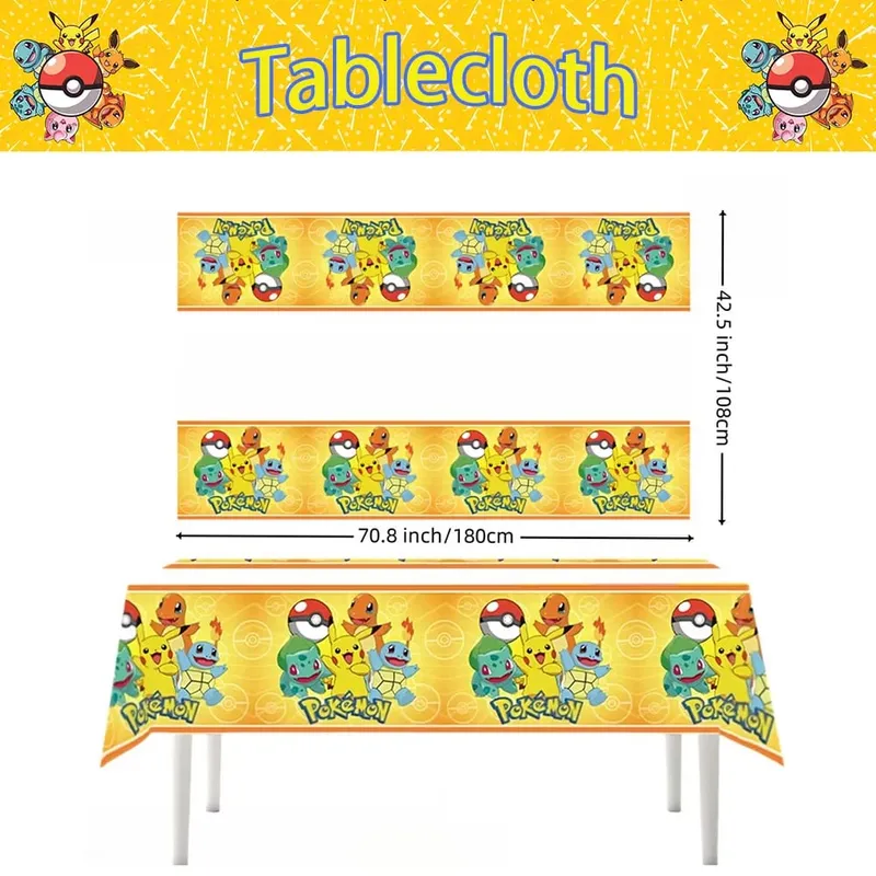 1/10 sztuk Pokemon obrus dekoracje urodzinowe jednorazowy obrus Pikachu obrus prezenty urodzinowe dla dzieci artykuły dla niemowląt — image 8