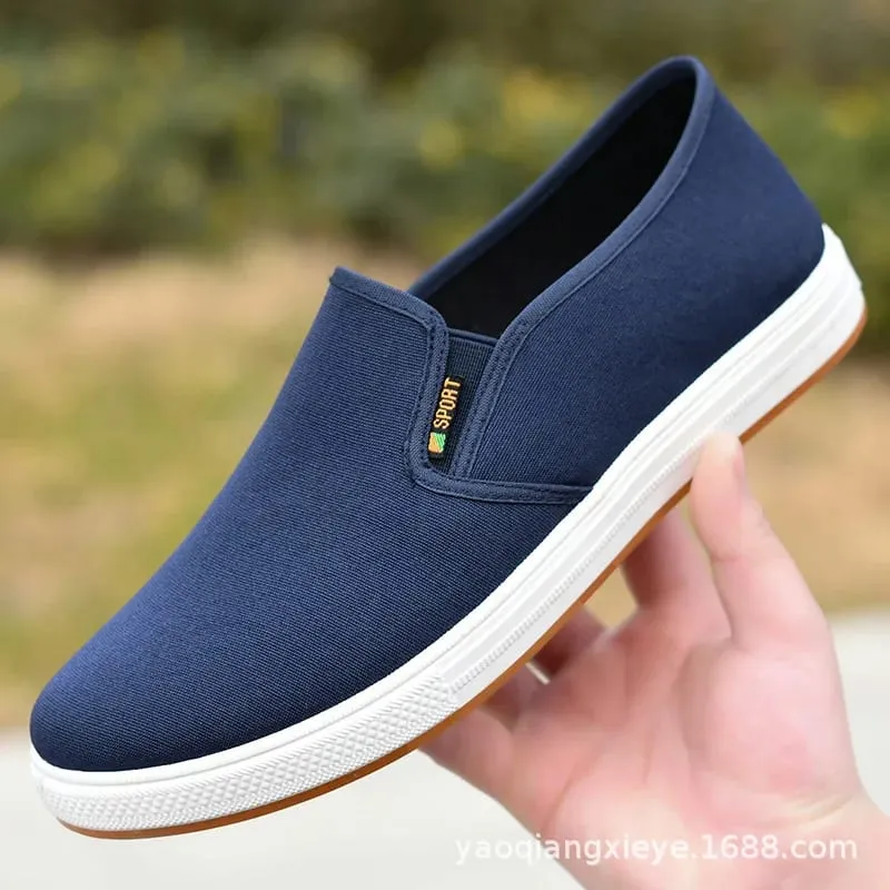 Baskets en toile pour hommes, chaussures plates vulcanisées légères et décontractées à enfiler, abordables, livraison gratuite