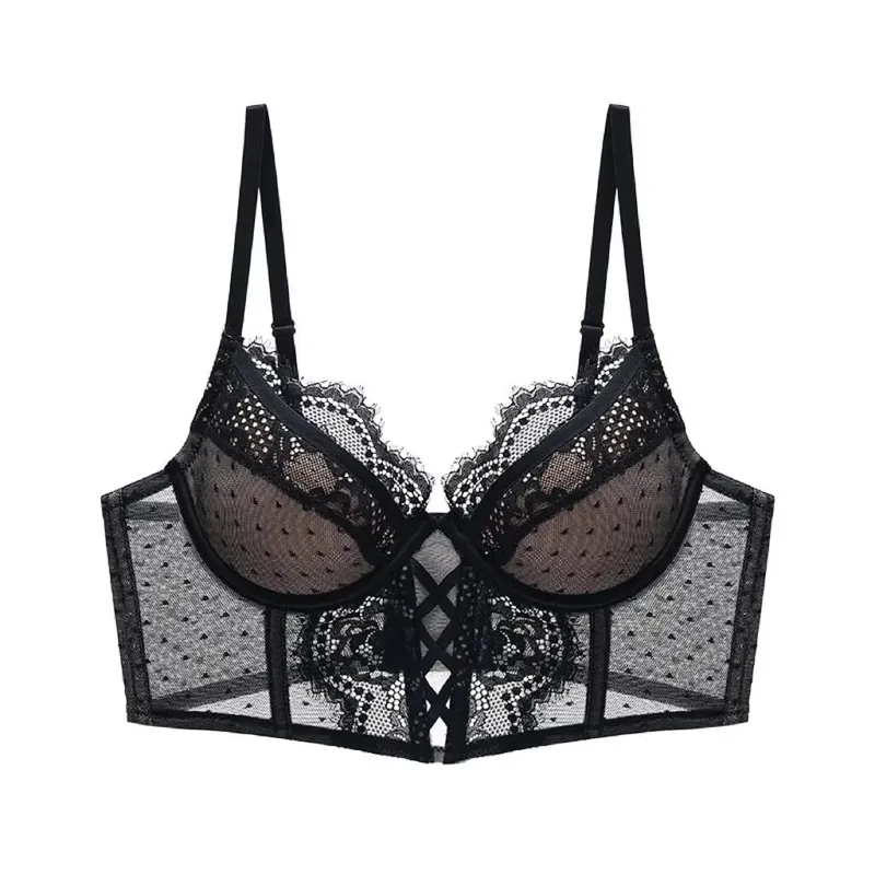 Set Lingerie Renda Push Up untuk Wanita Kamisol Tipis dengan Bra Berkawat Lembut Teddy Tulang Ikan Pakaian Bulan Madu Pengantin Seksi S-XL