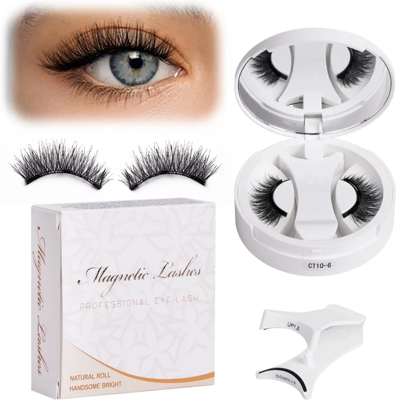 Soft Magnetic Eyelashes Kit Natural Look 3D Lashes Easy Apply Reusable No Glue Needed for Eye Makeup