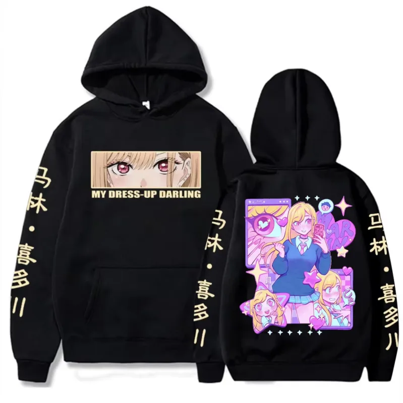 Hot Sale Anime My Dress-Up Darling Kitagawa Marin Graphic Print Hoodies Men Women High-street Loose Casual Oversized Sweatshirt — image 16