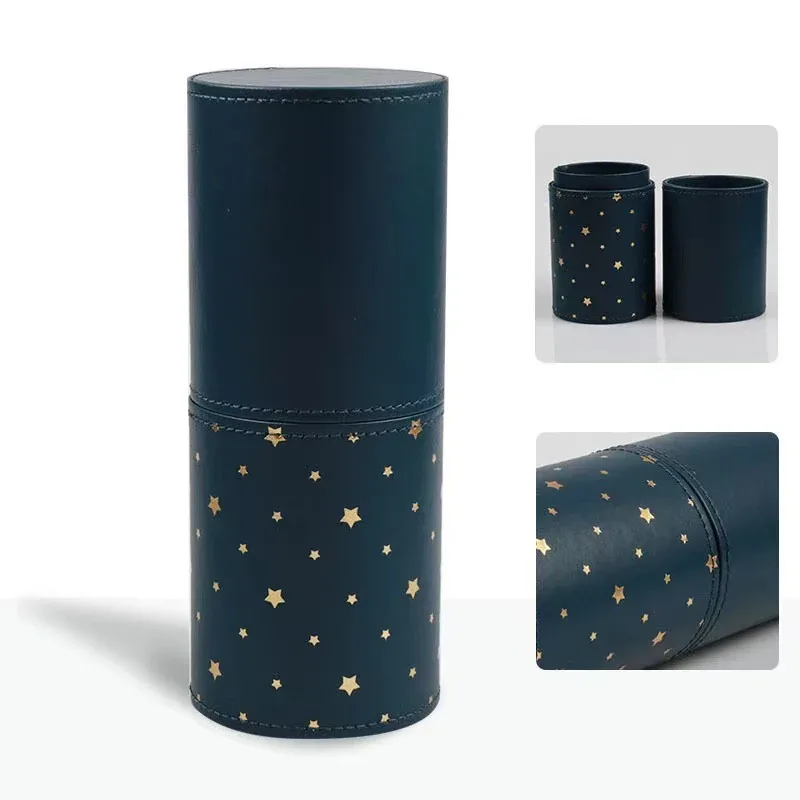PU Leather Makeup Brush Bucket Portable Travel Cosmetic Bag Multi-Function Dust-Proof Waterproof Makeup Brush Cylinder