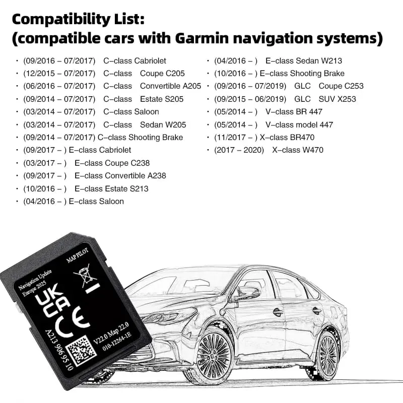 Tarjeta SD V22 para coche Clase C W205 E V Clase X GLC con navegación Garmin EU Map Pilot Star2 A2139069510 2026