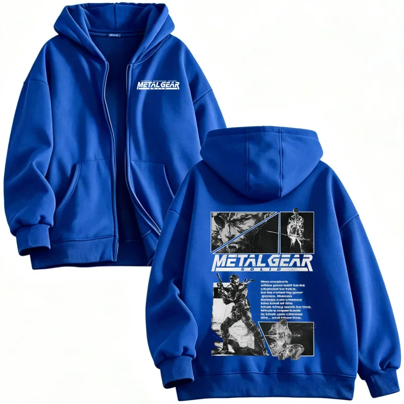 MGS1 METAL GEAR SOLID Raiden Solid Snake Zipper Hoodies Men's Women Clothing Fashion Zip Up Hooded Sweatshirts Jackets Coat