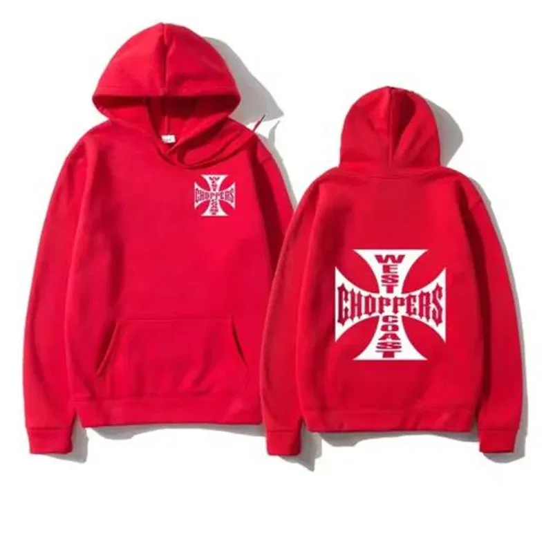 West Coast Iron Cross Choppers imprimé hommes à capuche mode Cool sweat unisexe mode polaire sweat à capuche Streetwear