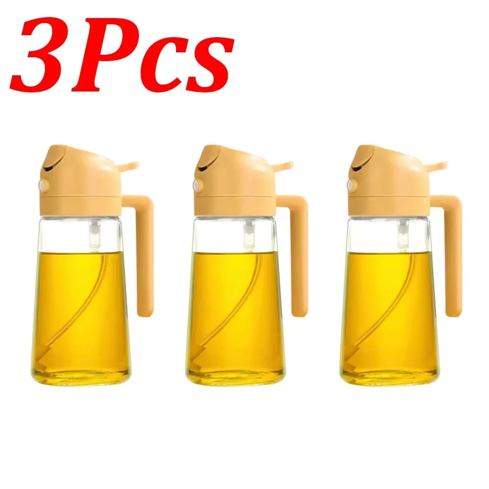 1-4Pcs 500ml 2in1 Oil Sprayer Plastic Cooking Olive Oil Sprayer Baking Oil Spray for Kitchen Air Fryer Baking Salad Grilling BBQ