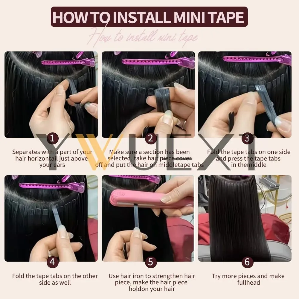 Mini Tape in Human Hair Extensions 12"-20" Straight Natural Black 1B# Machine Made Remy Hair 10pcs/pack Invisible Tape Hair for Women Black Friday — image 7