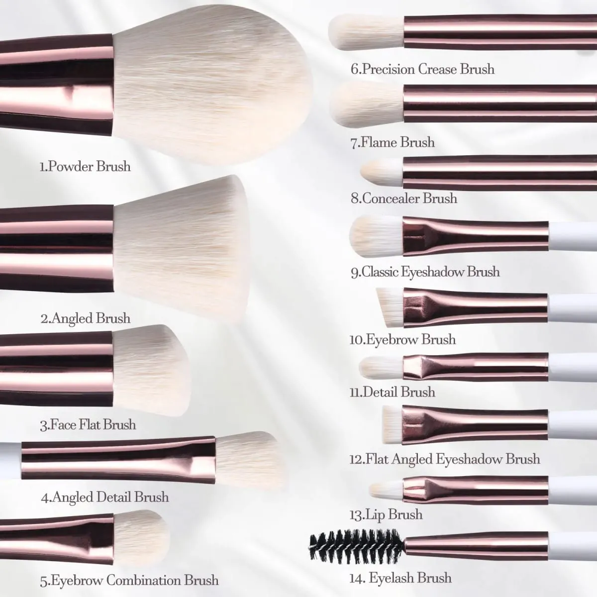 14 PCS Makeup Brush Set na May Illuminated Mirror Portable Short Handle LED Light USB Rechargeable Makeup Brushes Kit — image 3