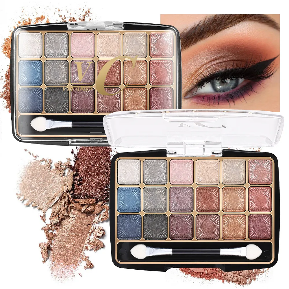 18‑Colors Shimmer Matte Eyeshadow Palette with Double‑Ended Eyeshadow Brush Multi‑Tone Earth Tone Glitter Eye Makeup Palette — image 4