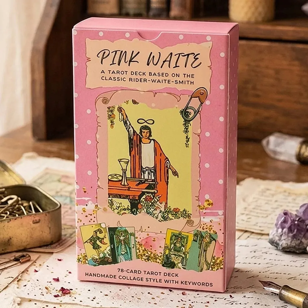 الوردي ويت التارو حالمة الوردي كلية التارو سطح السفينة 78 بطاقات التارو الجمالية Kawaii مع المعاني 12*7 سنتيمتر مزدوجة تنقش — image 2