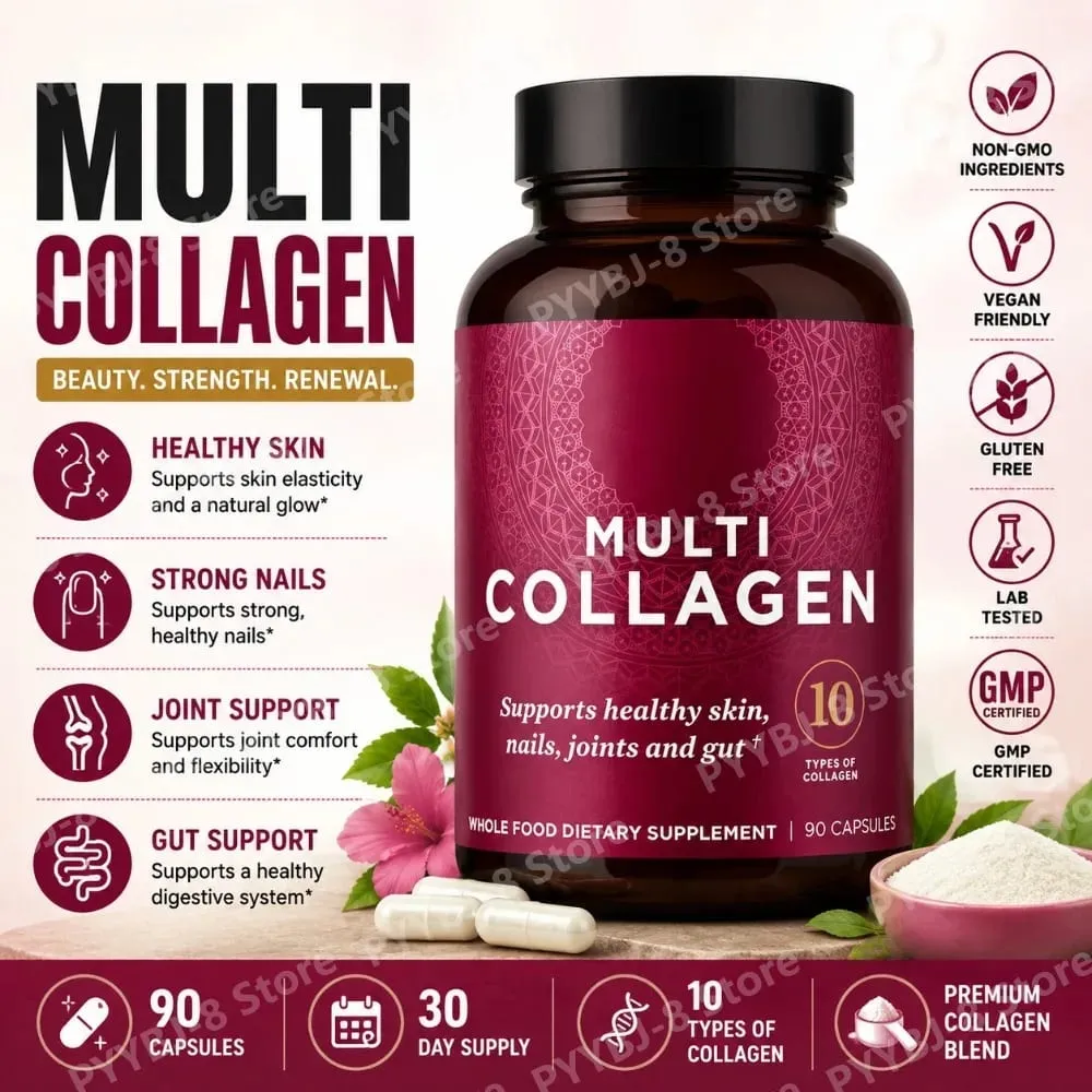 Collagen Pills Hydrolyzed Multi Collagen Supplement Supports Healthy Skin and Nails Gut Health and Joints 90 Capsules — image 2