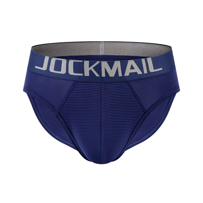 Men Underwear Brief Sexy Low-rise Striped Bikini Athletic Supporters Underpants Sleepwear Nylon Quick Dry Breathable — image 2