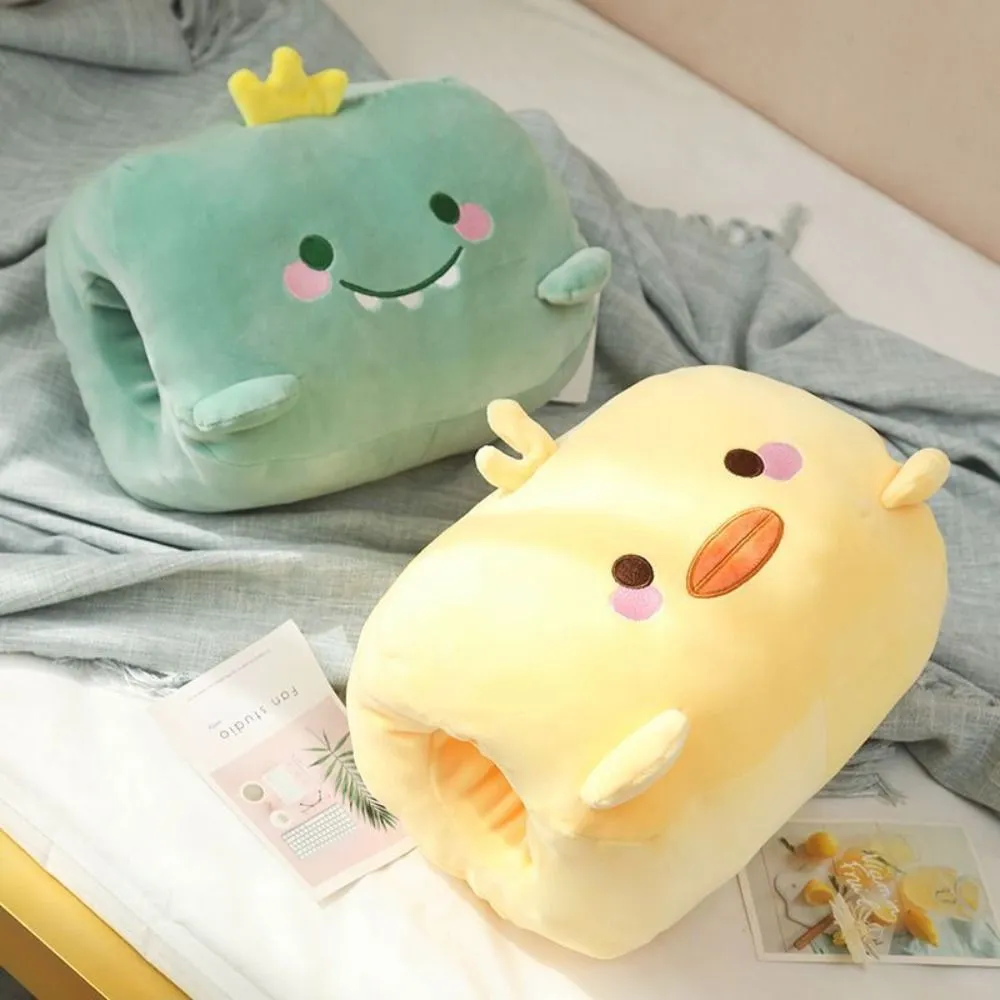 Criativo brinquedo de pelúcia mão mais quente travesseiro de pelúcia super macio manter quente escritório nap travesseiro animal dos desenhos animados brinquedo de pelúcia escritório