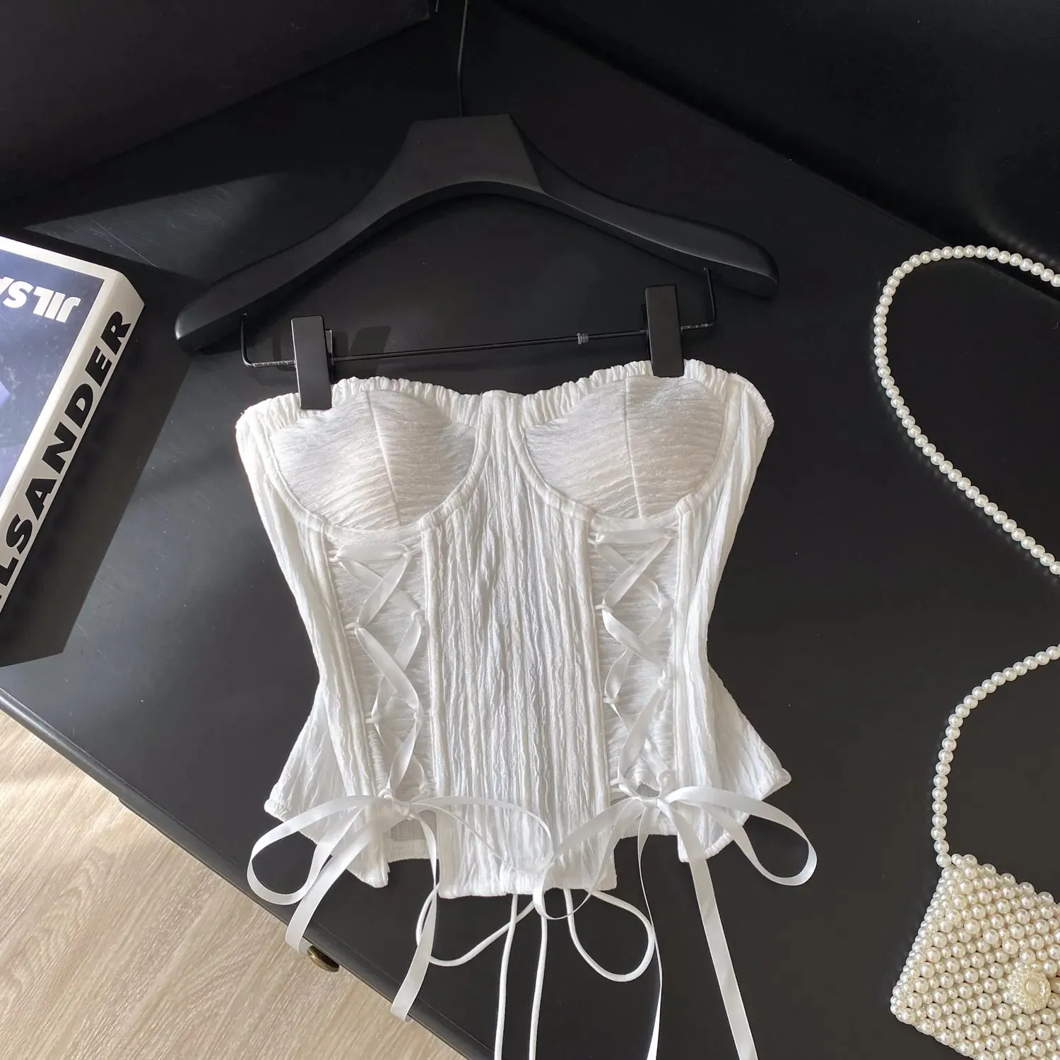 Sexy Off Shoulder Bandage Tube Top Chic Strapless Crop Top Korean Fashion Sleeveless Camis Women Tank Top