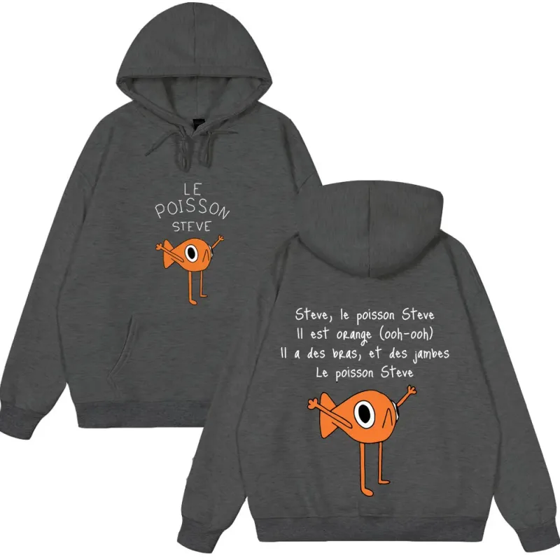 2025 Funny Fish Le Poisson Steve T Shirt Memes Cartoon Print Hoodies Spring Winter Style Fleece Hoodies Funny Couple Streetwears — image 7