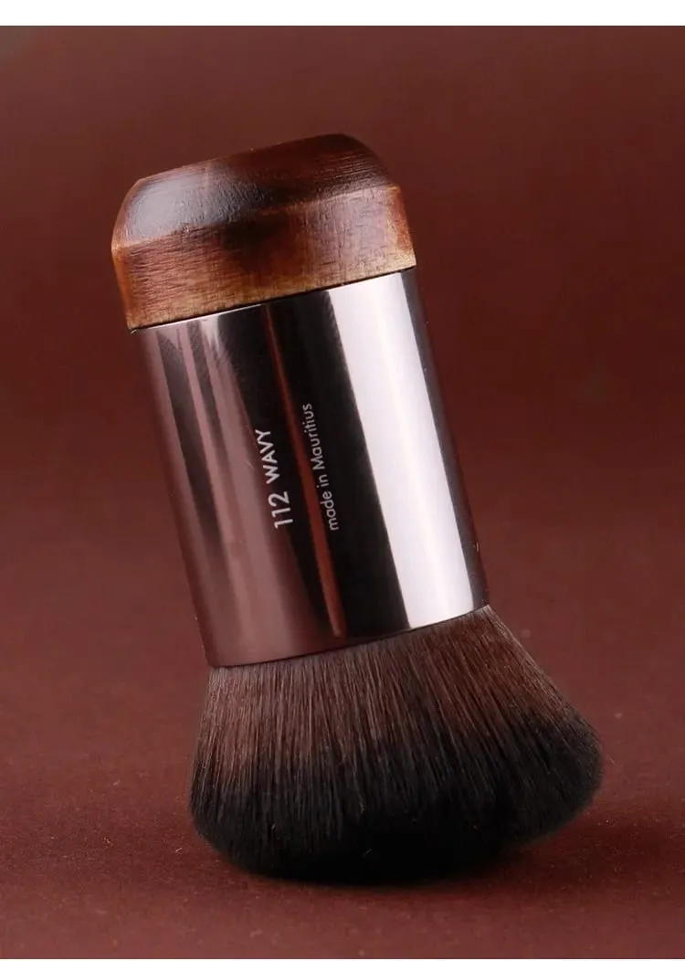 1 pieza #112 brocha de maquillaje de base plana en ángulo portátil cubierta de base de pulido de madera Natural brochas de maquillaje profesionales — image 6