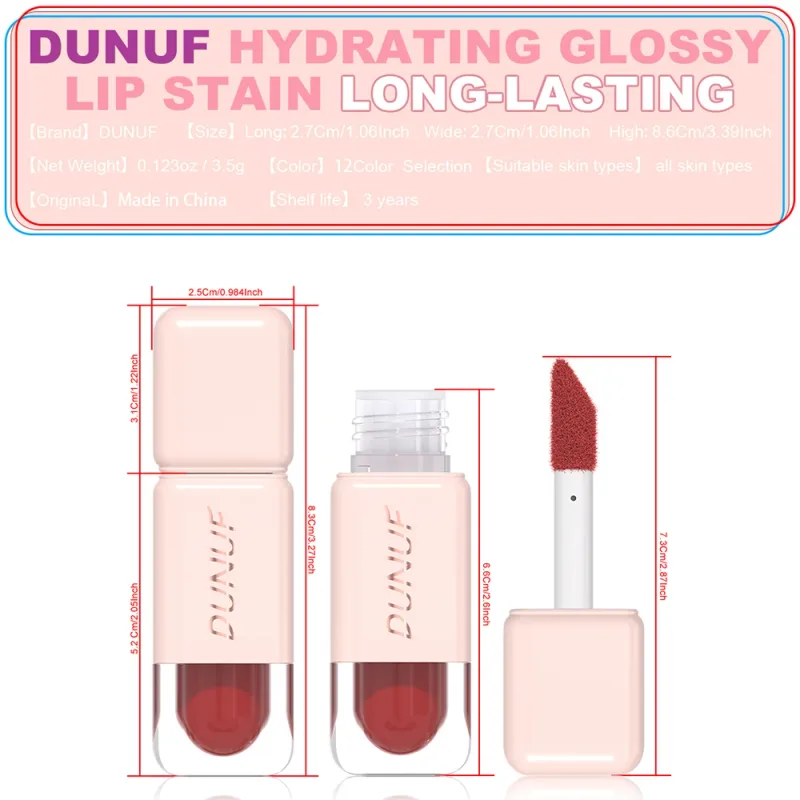 Brillo de labios brillante espejo agua tinte de labios taza no pegajosa de larga duración lápiz labial líquido hidratante maquillaje de labios rojo marrón desnudo