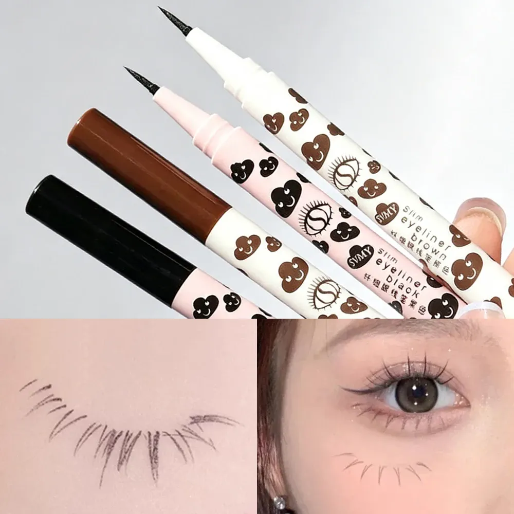 Ultra-thin Natural Matte Liquid Eyeliner Pen Waterproof Quick Dry Lower Eyelash Silkworm Pen High Pigment Smooth Eye Makeup Tool — image 1