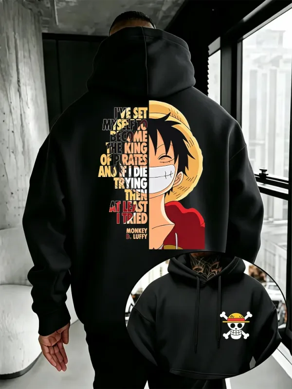 One Piece Anime Hoodie Monkey D Luffy Quote Print Streetwear Unisex Men Women Oversized Casual Sweatshirts Long Sleeve