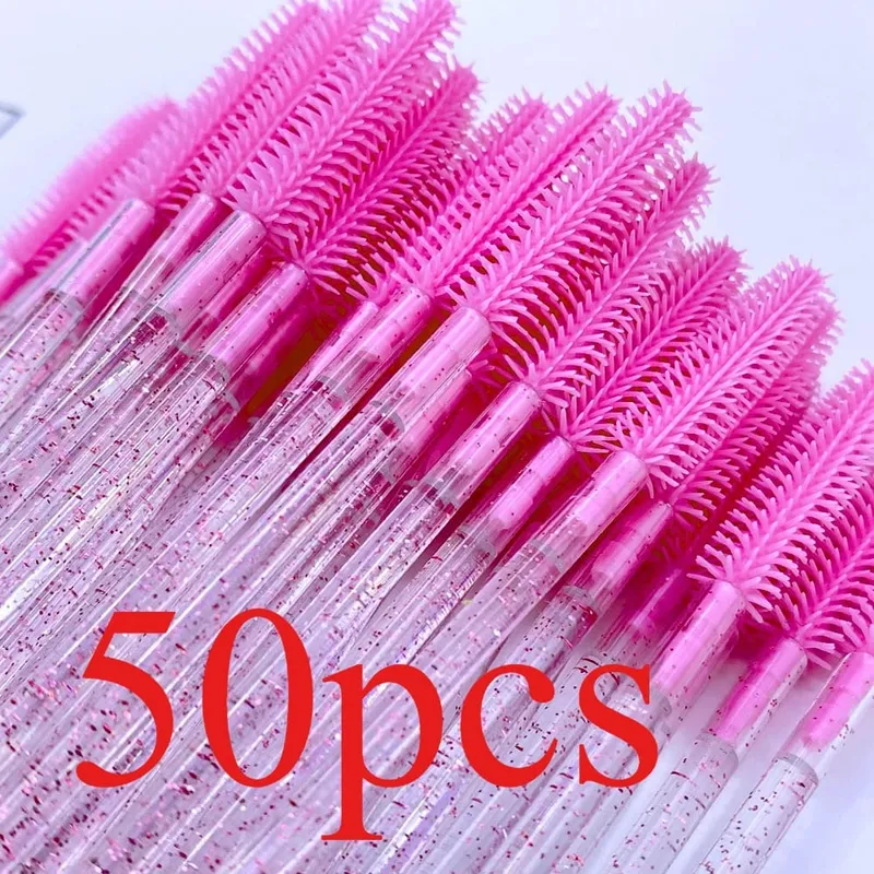 50/100 Pcs Silicone Crystal Mascara Wands Disposable Diamond Eyelash Brushes Comb Beauty Makeup Brush Tools for Women — image 8
