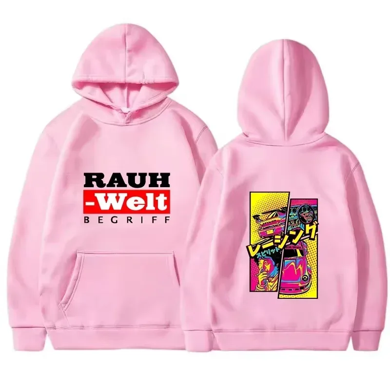 Rauh Welt Hoodie Car Widebody Tuning JDM Racing Pop Art Comic Aesthetic Black Oversized Casual Sweatshirt Long Sleeve — image 8