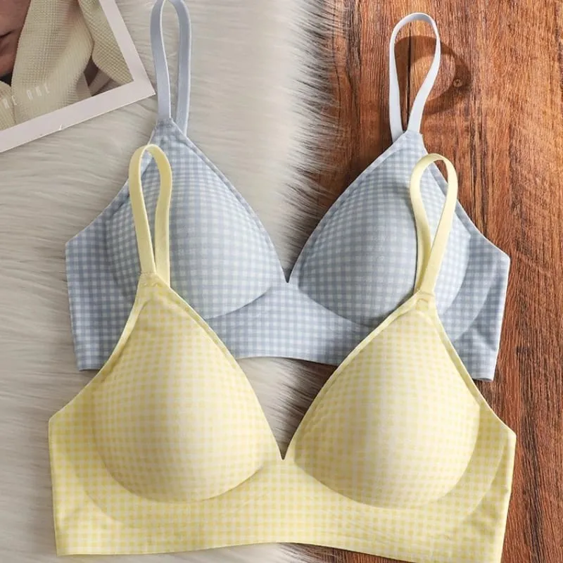 Elegant Seamless Bralette Small Bust Gathering Anti-Sagging Thin Adjustable Straps Wirefree Comfort Fit UK Light Support Bra Set — image 5