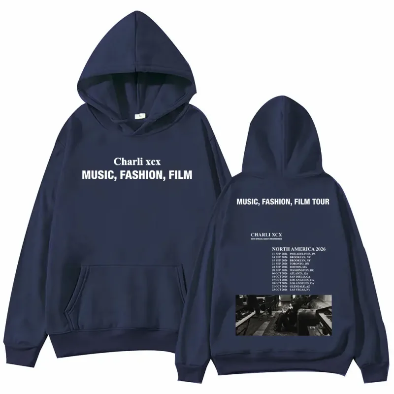 Singer Charli Xcx Music Fashion Film Tour 2026 Hoodies Men Women Rock Punk Sweatshirts High Quality Fleece Oversized Pullovers — image 5