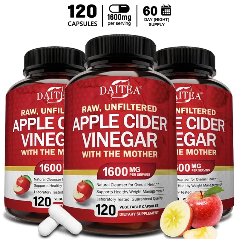 Jablečný ocet 1600 mg s matkou pro zdravé zažívání Hubnutí a energii — image 1